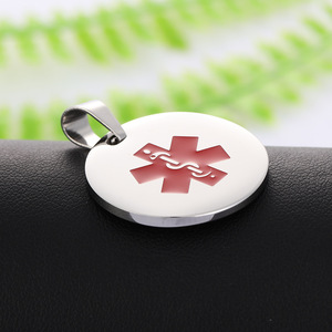 Collar con colgante de acero inoxidable con etiqueta de identificación médica para perro, con grabado personalizado de cadena - Product Image 3