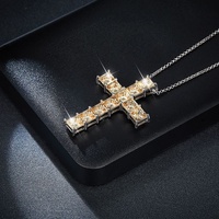 Collier Ruizuan en argent 925 unisexe, design croix hip-hop, certifié GRA, plaqué rhodium or champagne, moissanite