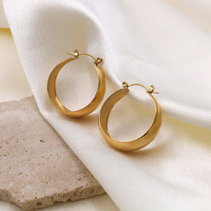 Hoop Earrings Gold Style A 005 Geometric Design Fashion Jewelry - Product Image 3