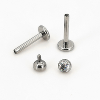 Labrets pour lèvres en titane ASTM F136 à filetage interne, zircone cubique blanche, dos plat, polissage haute brillance, pour enfants CLASSIQUE