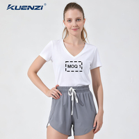 T-shirt pour femme à manches courtes et col en V, 100% coton mercerisé à l'azote liquide, personnalisé avec logo, 180 GSM, Kuenzi
