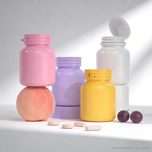 Bouteilles de pilules en plastique de 80 ml, flacons pharmaceutiques en PET pour capsules, flacons pour médicaments, vitamines et compléments alimentaires - Product Image 1