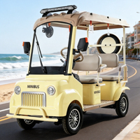 Mini-bus électrique de tourisme 4 places, voiturette de golf électrique à toit ouvert, véhicule de patrouille électrique pour hôtels et complexes hôteliers