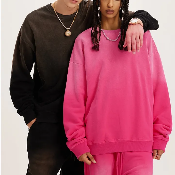 2023 New Fashion Hip Hop Cotton Men Couple 2 Tone Colour Block Sweatshirt Unisex