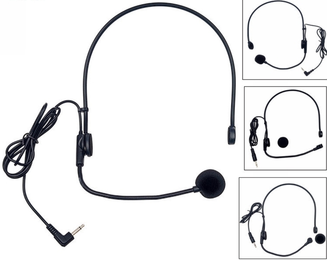 Portable 3.5mm Jack Wired Headset Universal Condenser Mic New Microphone for Tour Guide Teaching Lectures Loudspeaker Metal
