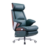 Chaise de bureau de direction ergonomique haut de gamme en cuir véritable avec massage, inclinaison électrique, siège ventilé et rotation à 360°, réglable en hauteur