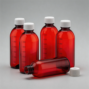 Bouteilles de sirop contre la toux en plastique PET personnalisées, légères, durables, grande capacité 300 ml, directement de l'usine, pour usage pharmaceutique - Product Image 1