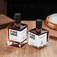 Direktverkauf ab Werk: Leere, umweltfreundliche, quadratische Super-Flintglasflaschen für Spirituosen, Wein und Whiskey mit Korkverschluss, mattiert