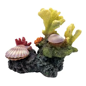 Aquarium Decoration Ornament Handmade Artificial Ornament Pearl Shell Aquarium Resin Coral Reef Stone Decoration