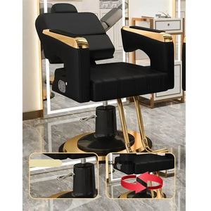 Sillón de Peluquería Semi-Reclinable Ajustable para Estilismo, Sillón de Salón de Lujo Moderno en Cuero PU Resistente - Product Image 4