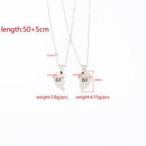 Collar <span class=keywords><strong>de</strong></span> Pareja <span class=keywords><strong>de</strong></span> Acero Inoxidable Estilo Deportivo con Bambú y Corazón Empalmado, Regalo Personalizado <span class=keywords><strong>de</strong></span> Nicho para Novia y Novio - Product Image 5