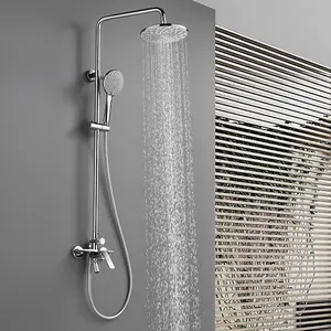 中国雨水暴露浴室全黄铜淋浴喷头水龙头混音器水龙头系统，带手动淋浴