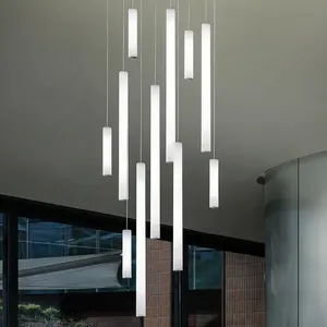 Luxury Modern 360 degree Chandelier For Living Room Home Decorate Staircase Lamp Large Fixture Spiral Design Round Tube Light