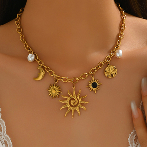 Collar Geométrico Chapado en Oro de Diseño Sencillo y Versátil, Collares con Colgante de Lujo Ligero para Mujer, Joyería al por Mayor - Product Image 1