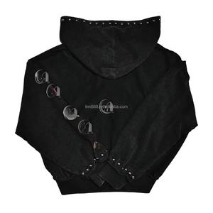 Sweat-shirts et sweats à capuche brodés surdimensionnés unisexe en coton doux, style vintage, avec perles et rivets, effet inversé, pour hommes - Product Image 2