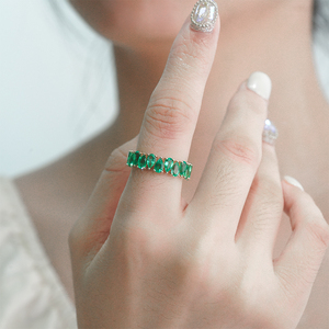 Collection de bagues éternelles en émeraude de laboratoire en or 14 carats Starsgem, bijoux fins, anniversaire, émeraude poire nord-est, bague en or véritable - Product Image 4