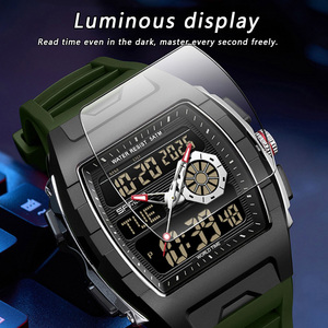 Montre numérique multifonctionnelle en forme de barillet SANDA 3397, montre-bracelet étanche avec fonction lumineuse, compte à rebours et alarme - Product Image 3