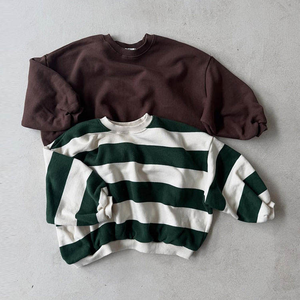 Felpa Oversize a Righe in Spugna Francese per Neonati e Bambini, Top Pullover, <span class=keywords><strong>Abbigliamento</strong></span> per Bambini - Product Image 2