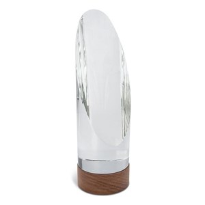 Trofeo de Cristal con Base de Madera de 7x23 cm, Gráficos Impresos con UV para Regalos de Ferias Comerciales o Regalos de Bienvenida, Hecho de Cristal y Papel - Product Image 1