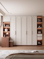 Armoire à portes battantes en placage de bois blanc, style Mid-Century, avec poignée en métal, meubles de chambre à coucher, meubles sur mesure
