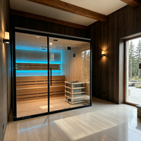 Sauna Uap Tradisional Kayu Hemlock Dalam Ruangan untuk 4 Orang, Produsen Ruang Sauna Kayu Solid, Sauna Mewah yang Dapat Disesuaikan