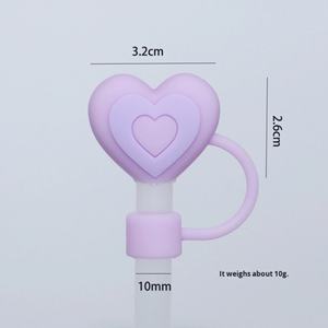 Accessoires personnalisables pour gobelets : Capuchons de paille en forme de cœur de 10 mm – Couvercles réutilisables en plastique pour boissons, motifs de dessins animés - Product Image 4