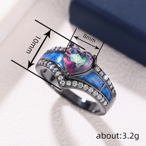 Anello a Forma di Cuore T0690 per Donne, Zirconia Cubica Creata in Laboratorio, Montatura a Griffe, Anelli di Moda per Fidanzamento - Product Image 4