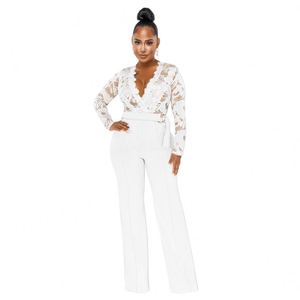 Ensemble deux pièces sensuel en soie dorée à manches longues et pantalon pour femme automne-hiver - Product Image 4
