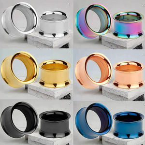 Calibradores de doble llamarada Piercing de oreja Tornillo de estiramiento Ajuste Túneles Calibre Tapones para los oídos de acero inoxidable Túnel de carne Calibradores de oreja - Product Image 2