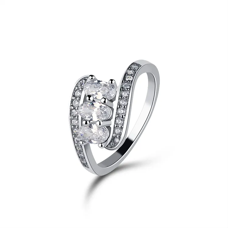 Nieuwste Ontwerp Jubileum Geschenk Cz Gesimuleerde Diamant Sierlijk Sterling Zilver Zirkoon Unieke Sieraden Stapelbare Ringen