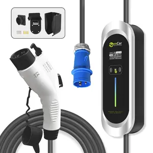 2022 New Model Type B RCD 16A EVSE Type 1 plug portable EV Charger station with Blue CEE