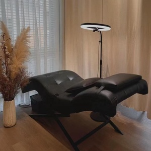 Black Curved Massage Table PU Leather Facial <b>Bed</b> Adjustable Salon Lash Spa Chair Upholstered Treatment Couch - Product Image 2