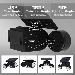 Sensor de movimiento de seguridad <span class=keywords><strong>para</strong></span> exteriores, luz Led de pared de <span class=keywords><strong>Triple</strong></span> cabeza, ángulo ajustable, 30Led, profesional, energía Solar, novedad de 2022 - Product Image 2
