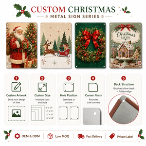 Letrero Metálico Personalizado OEM <span class=keywords><strong>de</strong></span> Santa Claus, 8x12 Pulgadas, Decoración <span class=keywords><strong>de</strong></span> Pared Vintage Navideña, Póster Retro para Hogar, <span class=keywords><strong>Cocina</strong></span>, Bar, Fábrica, Venta al Por Mayor - Product Image 5