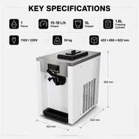Machine à glace molle autonettoyante professionnelle 220 V 60 Hz avec compresseur de marque