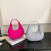 Tas Selempang Wanita Murah Desainer Fashion, Tas Tangan Wanita Model Setengah Bulan dengan Ritsleting, Tas Hobo