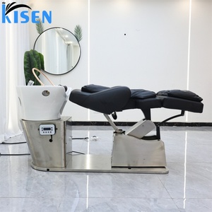 KISEN Fauteuil de lavage électrique professionnel inclinable et rotatif pour salon, avec fonction de lavage, thérapie aquatique, massage et spa capillaire, et cuvette en céramique - Product Image 3