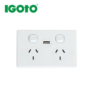 IGOTO-نقاط طاقة مزدوجة أفقية, جهاز USB موديل KS315 ، عرض ساخن ، مؤشر أسترالي 10 أمبير ، مزدوج القوة + USB للفنادق