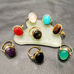 RAWAT HANDICRAFTS Bagues géométriques unisexes plaquées or, imitation Bohème, en alliage, avec turquoise, style cluster chrétien, bijoux cadeau IEC - Product Image 1