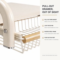 Étagère de comptoir double niveau en acier au carbone blanc crème pour micro-ondes, avec tiroir coulissant, pour cuisine - Vente en gros