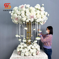 Décoration de table SMS, grande roue, fleurs en soie rondes, blanches et roses, fleurs artificielles faites à la main, chemin de table pour mariage, ornement de fête