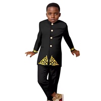 Ensembles de costumes formels pour garçons africains avec appliques, veste et pantalon, grandes tailles, manches longues, Bazin Riche, tenues de mode pour enfants 2446057