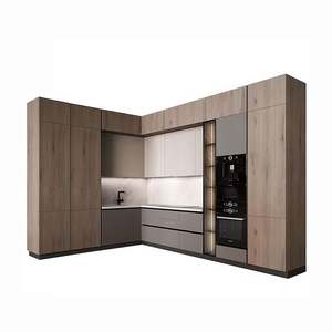 Modern Minimalist <b>Kitchen</b> <b>Cabinets</b> with Island Melamine Carcase Quartz Countertop Sink Accessories for Apartments - Product Image 5
