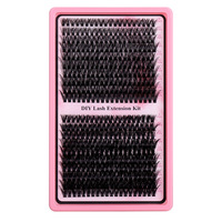 Kit d'extension de cils DIY en gros sous marque privée, Catalogue de cils, Cils synthétiques segmentés Manga, Cils postiches, Logo personnalisé, Courbure D