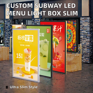 Custom Subway Restaurant <b>LED</b> Menu Board Rectangle Aluminum Decorative Indoor Wall Advertising Sign <b>Light</b> <b>Box</b> Ultra Slim High - Product Image 2