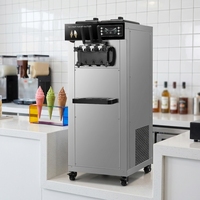Machine à glace molle professionnelle de comptoir, haute productivité, trois saveurs, en acier inoxydable, avec pompe à air et lait