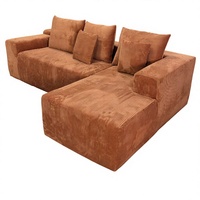 Canapé modulaire en forme de L VERNSSY, assise profonde, en velours côtelé, dossier séparé, mobile et lavable, pour salon, hôtel, villa