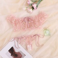 Ensemble de lingerie sexy Avidlove pour femme, nuisette babydoll à volants, épaules dénudées, soutien-gorge et culotte, noir, taille M, ODM, 100 % polyester
