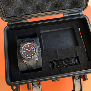 Montre de luxe pour hommes, style samouraï noir, cristal saphir, bracelet en acier inoxydable, résistance à l'eau 1000m, Date automatique - Product Image 6