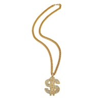 Collier ras du cou avec pendentif dollar exagéré en strass brillant pour femmes et hommes, bijoux de fête